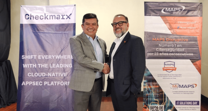 Vicente Amozurrutia, director regional de Ventas para Latinoamérica y El Caribe en Checkmarx, y Martín Mexía, CEO de MAPS Disruptivo.