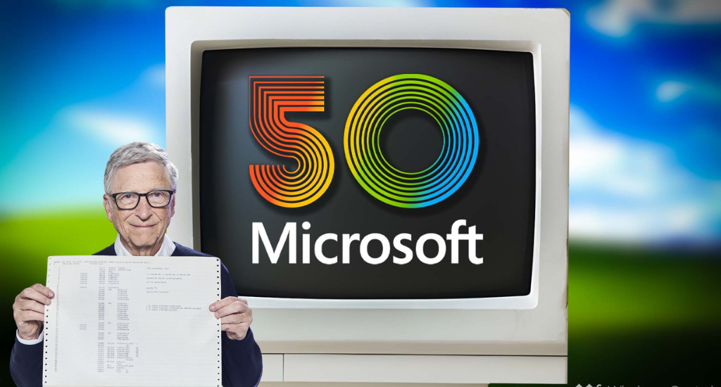 Bill Gates, cofundador de Microsoft, participa en la celebración del 50 aniversario de la compañía.