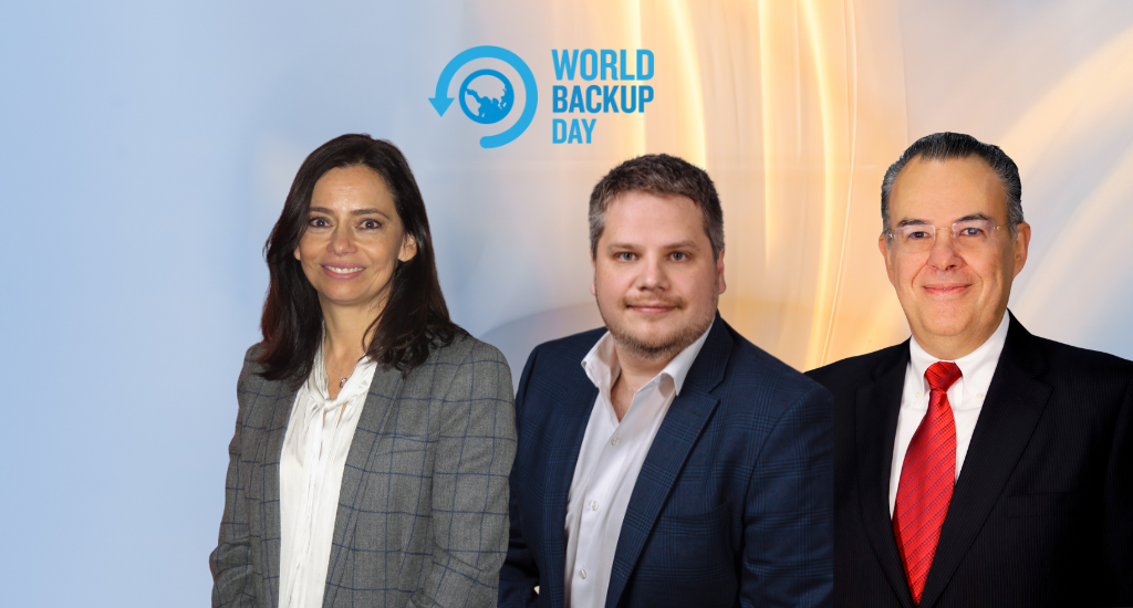 Cristina Carbajal, Kinsgton Technology; Dmitri Zaroubine, Veeam LATAM, Eduardo Alexandri, Sandisk.