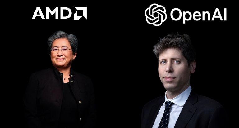 Lisa Su y Sam Altman, presidentes corporativos de AMD y OpenAI, respectivamente.
