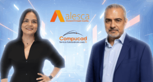 Lilia Pérez, directora general Alesca Productividad y Juan Carlos González Dipp, fundador y presidente Compucad.