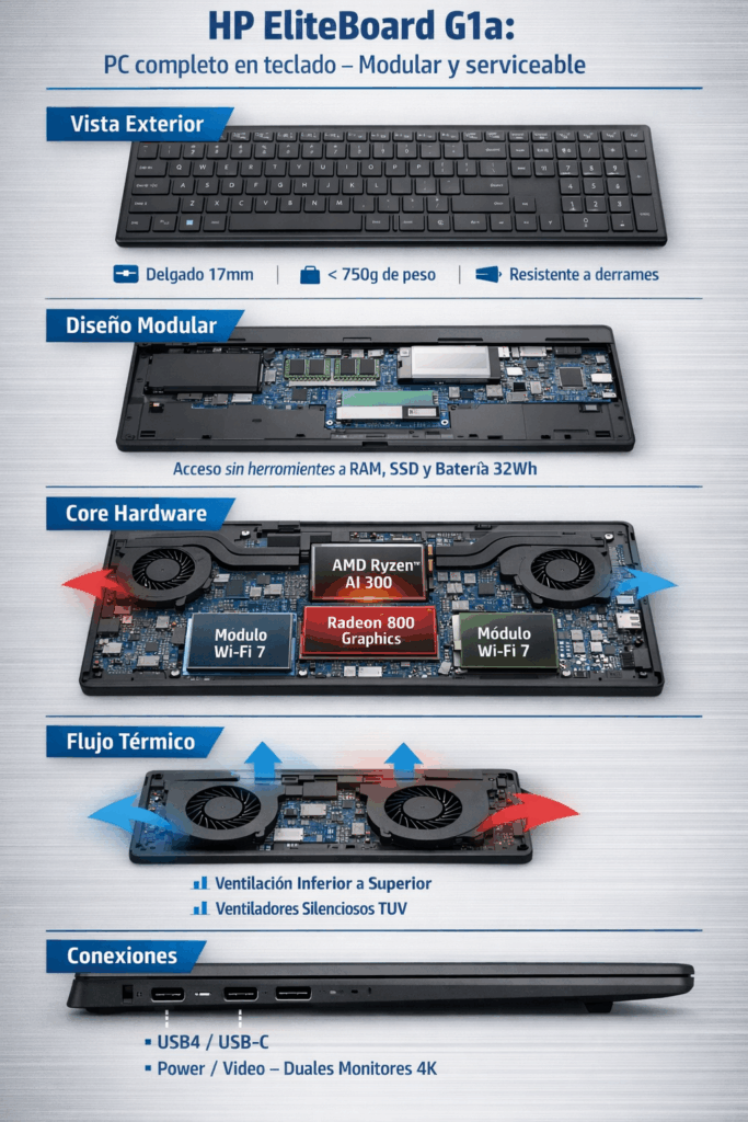HP EliteBoard G1a: ¡La PC que cabe en el teclado! Destaca en CES 2026