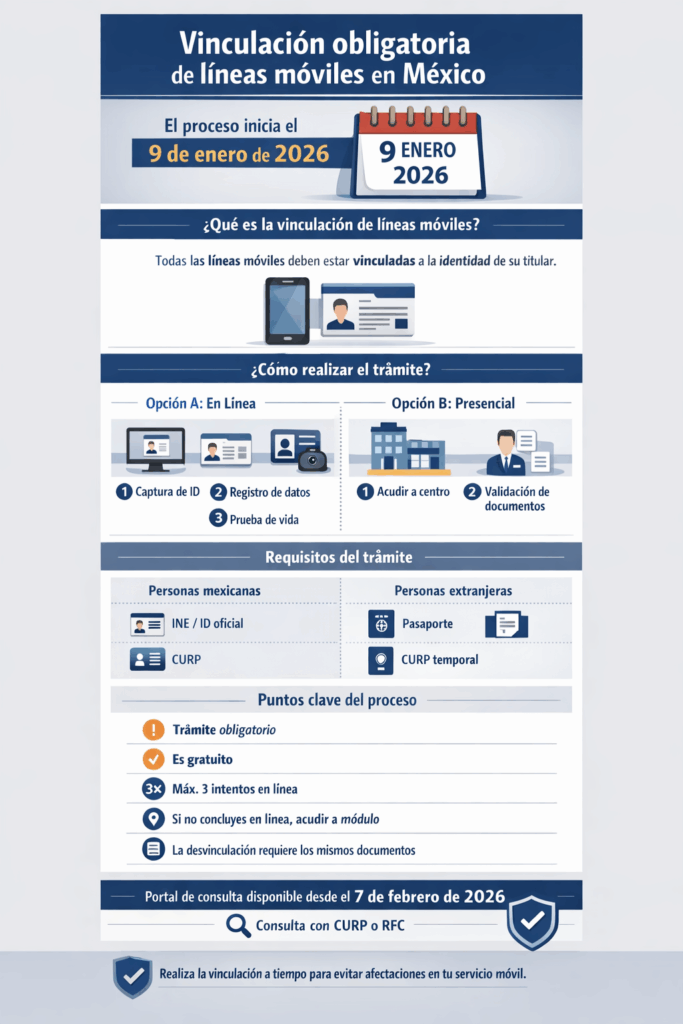 Vinculación obligatoria de líneas móviles inicia el 9 de enero.