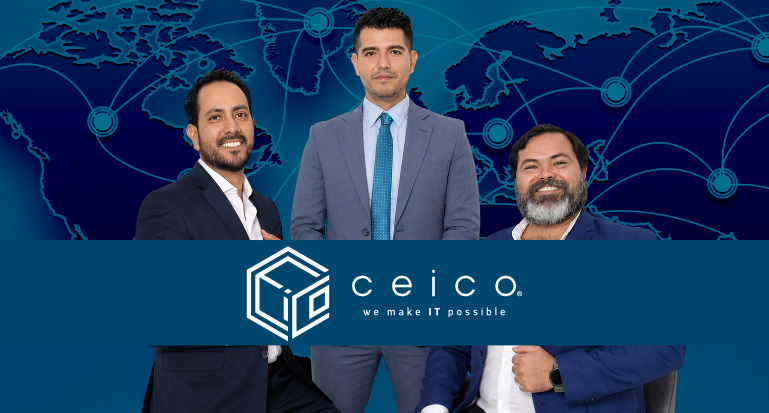 Omar Santana, director Comercial y socio fundador de CEICO, Edgar Díaz, director de Soluciones de TI y socio fundador, Ángel Sánchez, director de Proyectos Estratégicos y también socio fundador