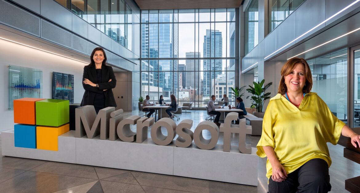 Ivonne Mejía, directora general de Microsoft México y Jackie Abed.